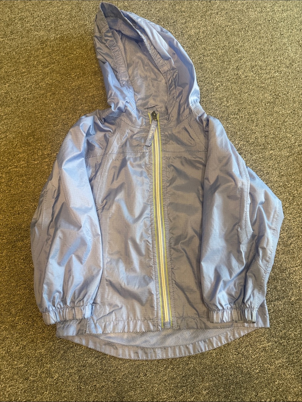 L.L. Bean Light Blue Kids' Hooded Rain Jacket with Yellow Trim